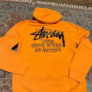Stussy Vibrant Orange Hoodie with Black Print